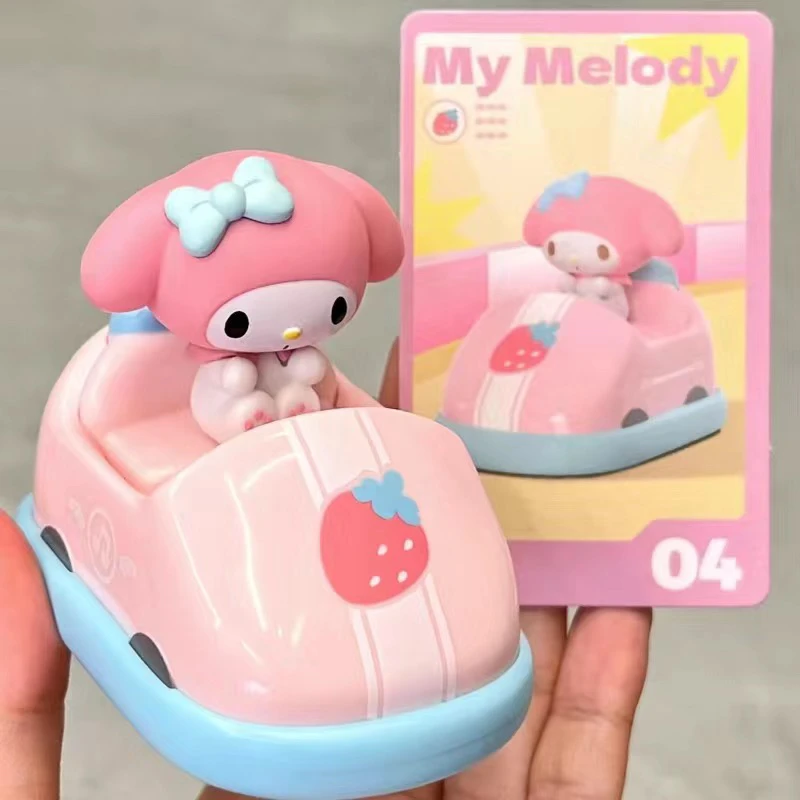 Oryginalne postacie MINISO Sanrio zderzak seria samochodów pudełko z niespodzianką śliczne Hello Kitty moja melodia Kuromi Cinnamonroll ozdoba na biurko