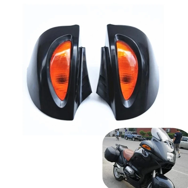 

Black Motorcycle Turn Signals Lights Cover Motocross Mirror For -BMW R1100 RT R1100 RTP R1150 RT