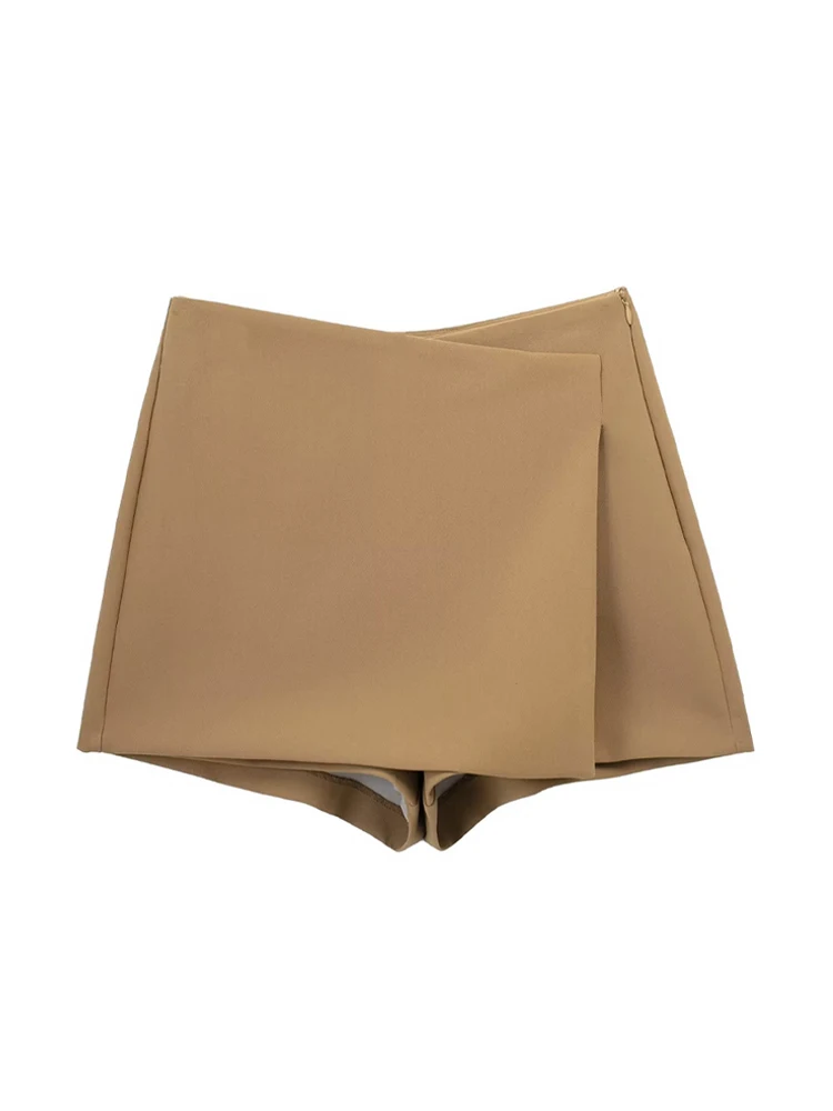 Parbones-Jupes Asymétriques Vintage pour Femmes, Style Taille Haute, Fermeture Éclair Latérale, Pantalon Jupe Femme Polyvalent, Style Occidental