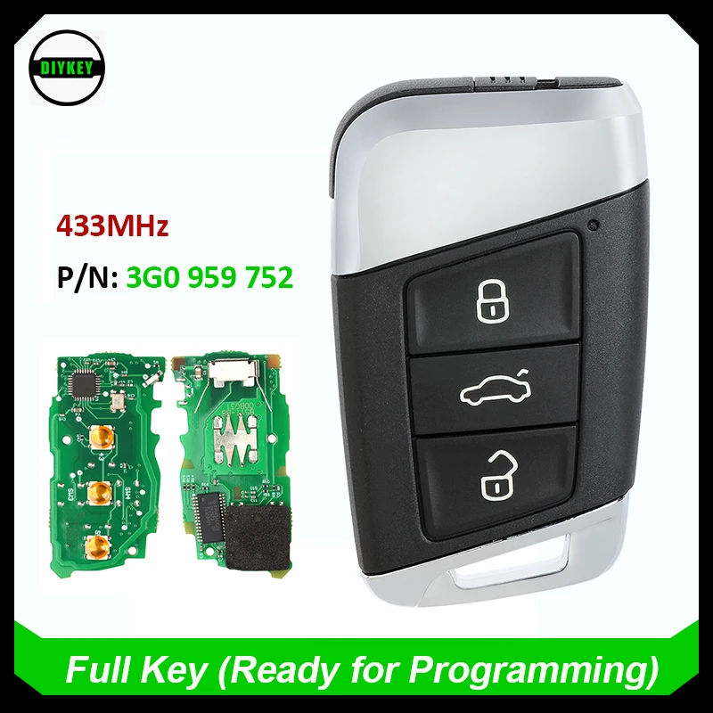 DIYKEY 3G0 959 752 Smart Remote Key Fob 434MHz for Volkswagen VW Passat B8 Magotan Superb A7 2015 2016 2017 2018 3G0959752