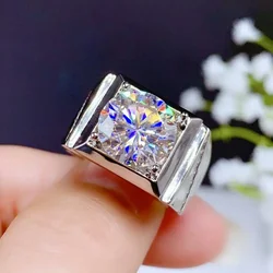 5 carat moissanite men's ring 925 silver beautiful fire diamond substitute gra certificate passed diamond instrumentation