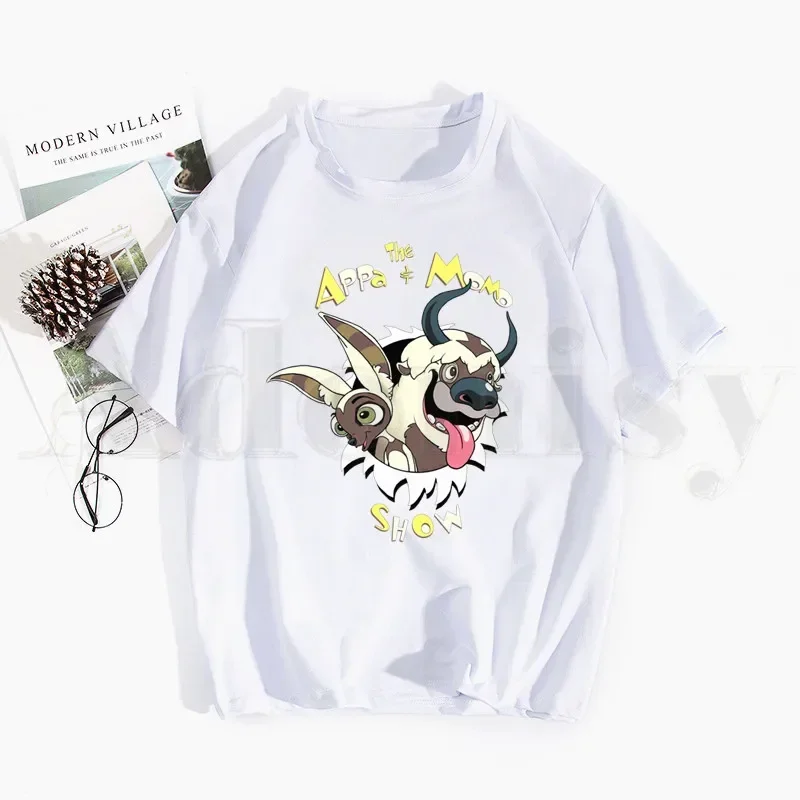 Avatar The Last Airbender Aang Appa Anime Badass Print T-Shirt Herren T-Shirt Männlich Casual Kurzarm Tops Harajuku