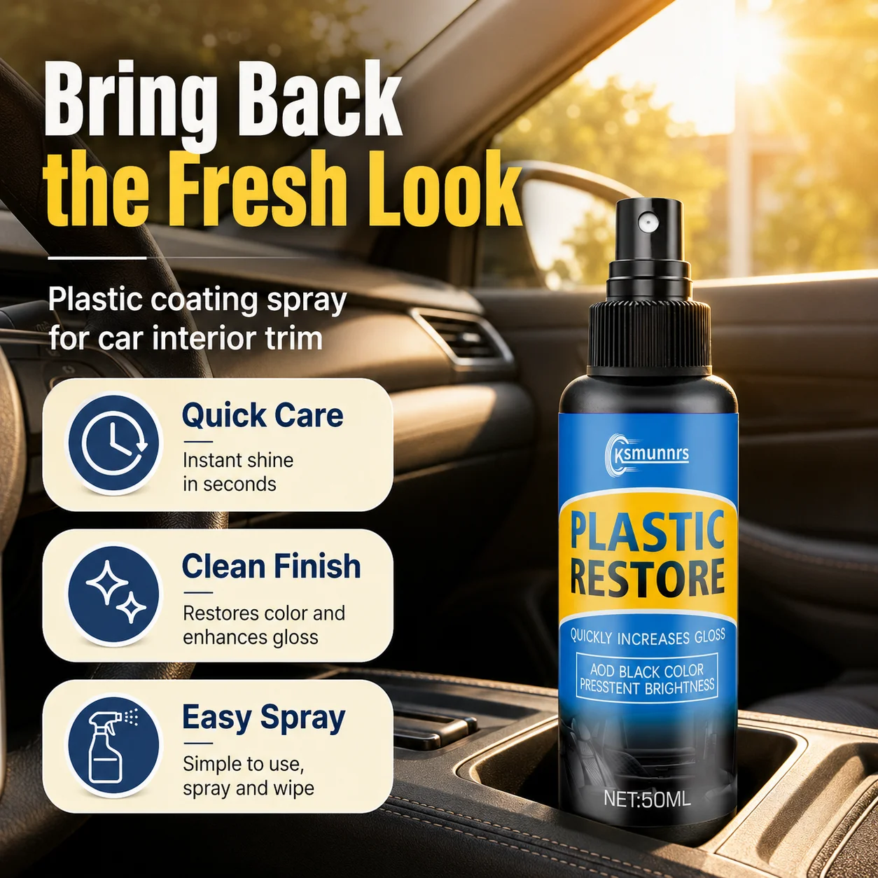 New Automobile plastic cleaning spray, interior refurbishment protector, long-term hydrophobic anti scratch coating, instrument
