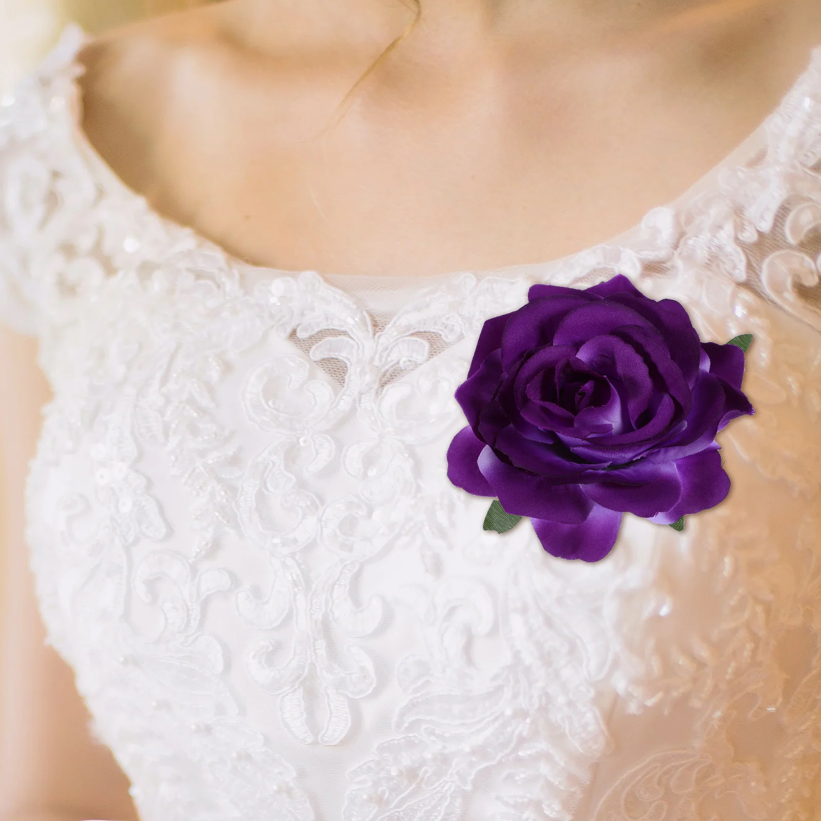

1pcs Artificial Big Rose Flower Hair Clips Floral Hairpin Brooch Set For Women Party Prom Wedding Grape Purple