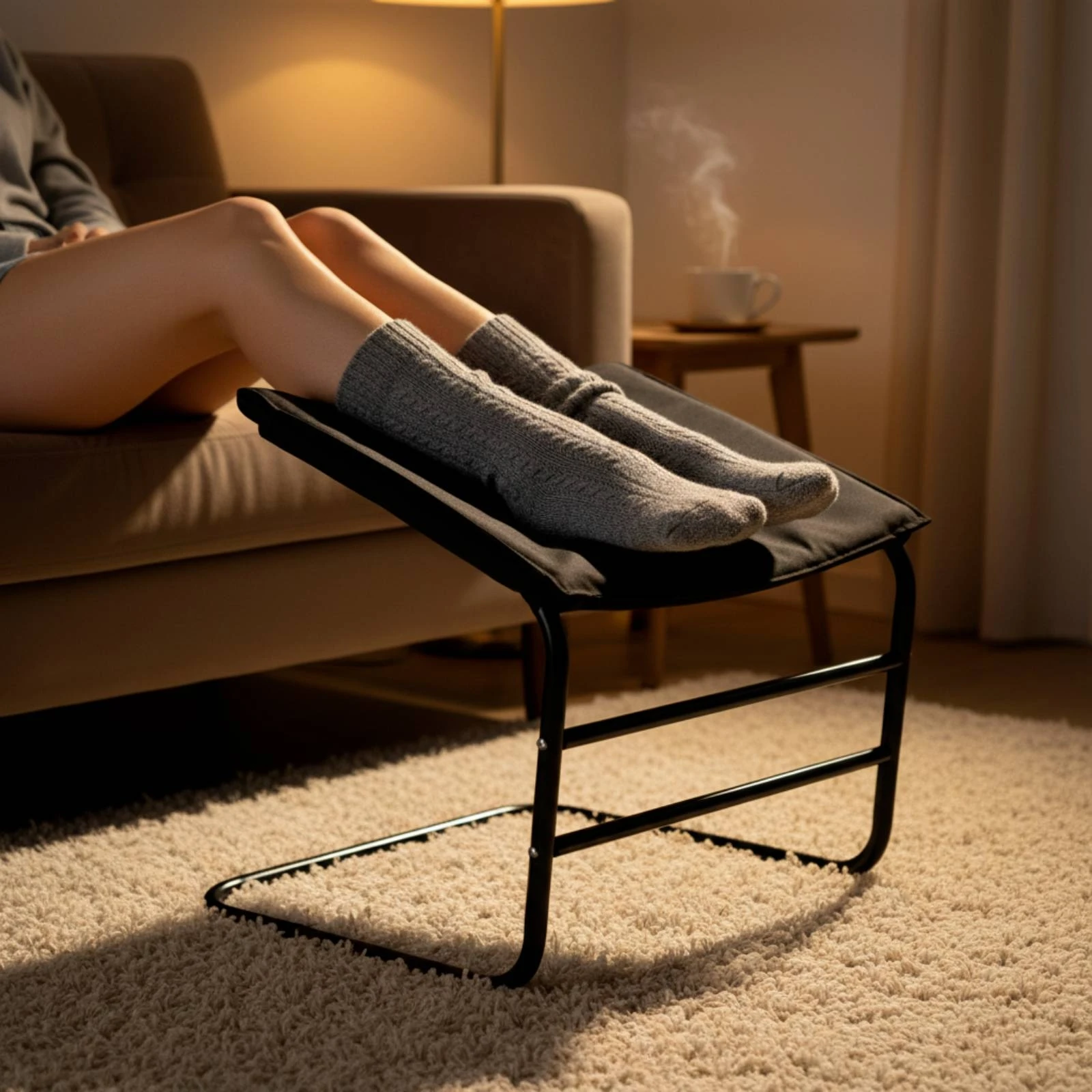 Footstool Angled Padded Footrest Footrest with Metal Frame Low-Silhouette Small Foot Stool Upholstered for Under Desk