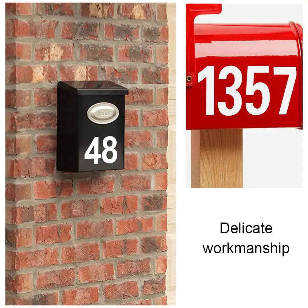2Pcs Reflective Decals Self Adhesive Number Stickers for Mailbox Address Car Plastic Metal Glass Labeling