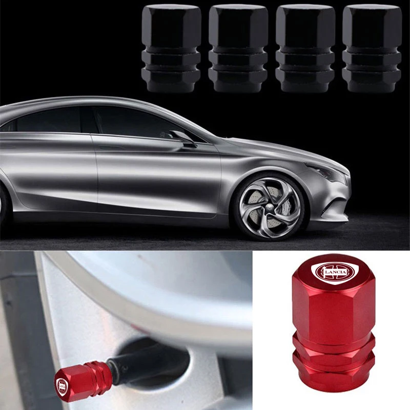 4Pcs Aluminum Car Tire Valve Caps Hexagonal Tire Dust Caps for Lancia ypsilon delta musa nera thema STRATOS Y Phedra Accessories