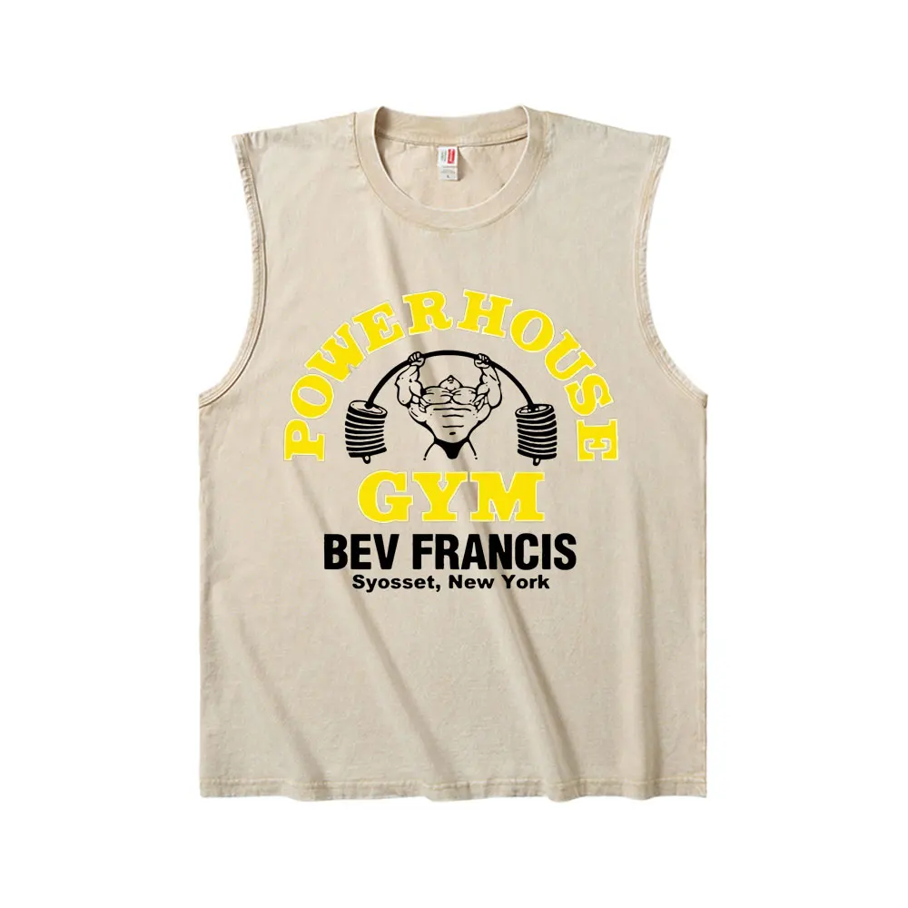 

Powerhouse Gym Vintage Washed Tank Tops T-shirt Men Women Casual Funny Geek T-shirts Male Summer Fitness Oversized Vest T Shirt