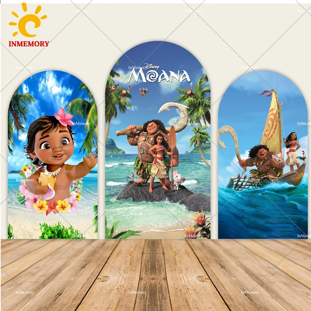 Baby Moana Arch Backdrop Cover for Children Birthday Party Decoration Beach Hawaii Baby Shower Wall Background Covers Elastic