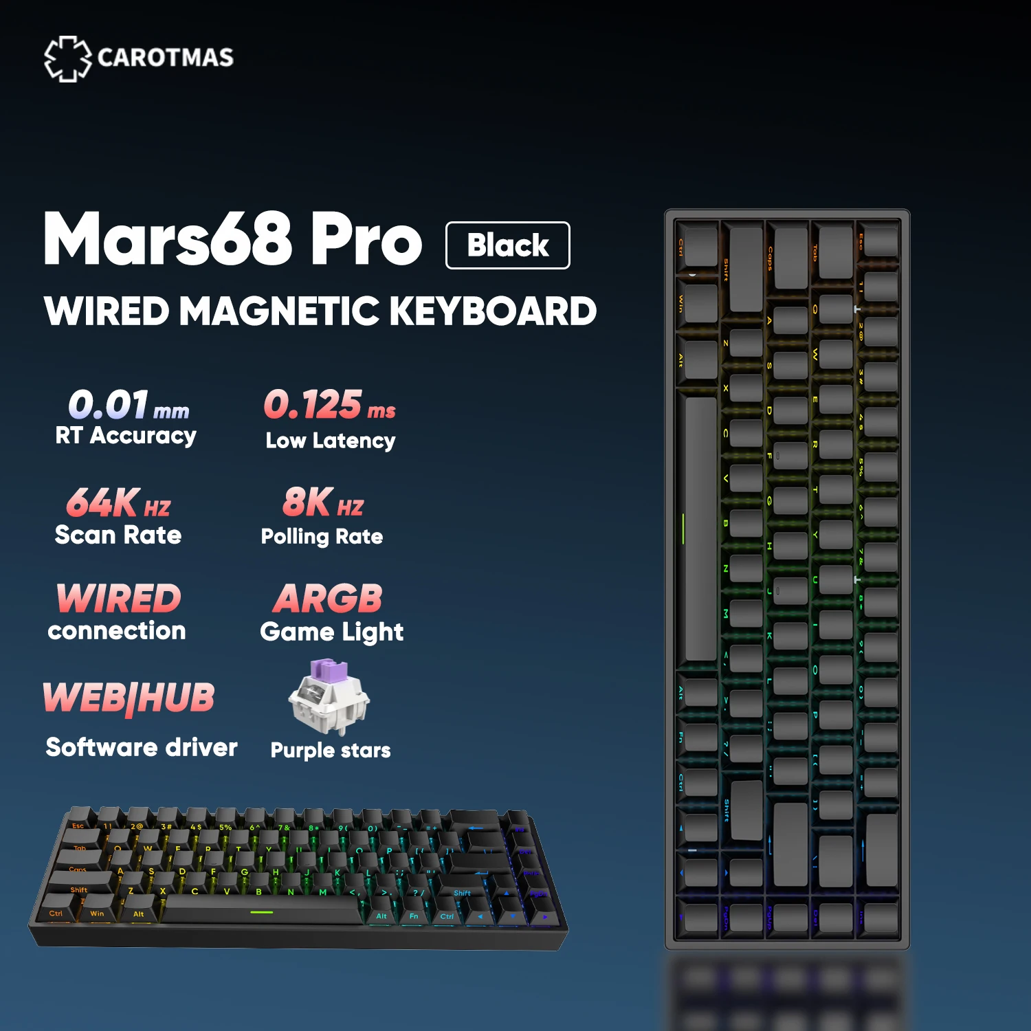IROK Mars68 PRO Mars68 Mars 68 PRO Mars 68 Gaming Magnetic Switch Mechanical Keyboard 8KHZ Rapid Trigger 0.01mm Gamer Keyboard