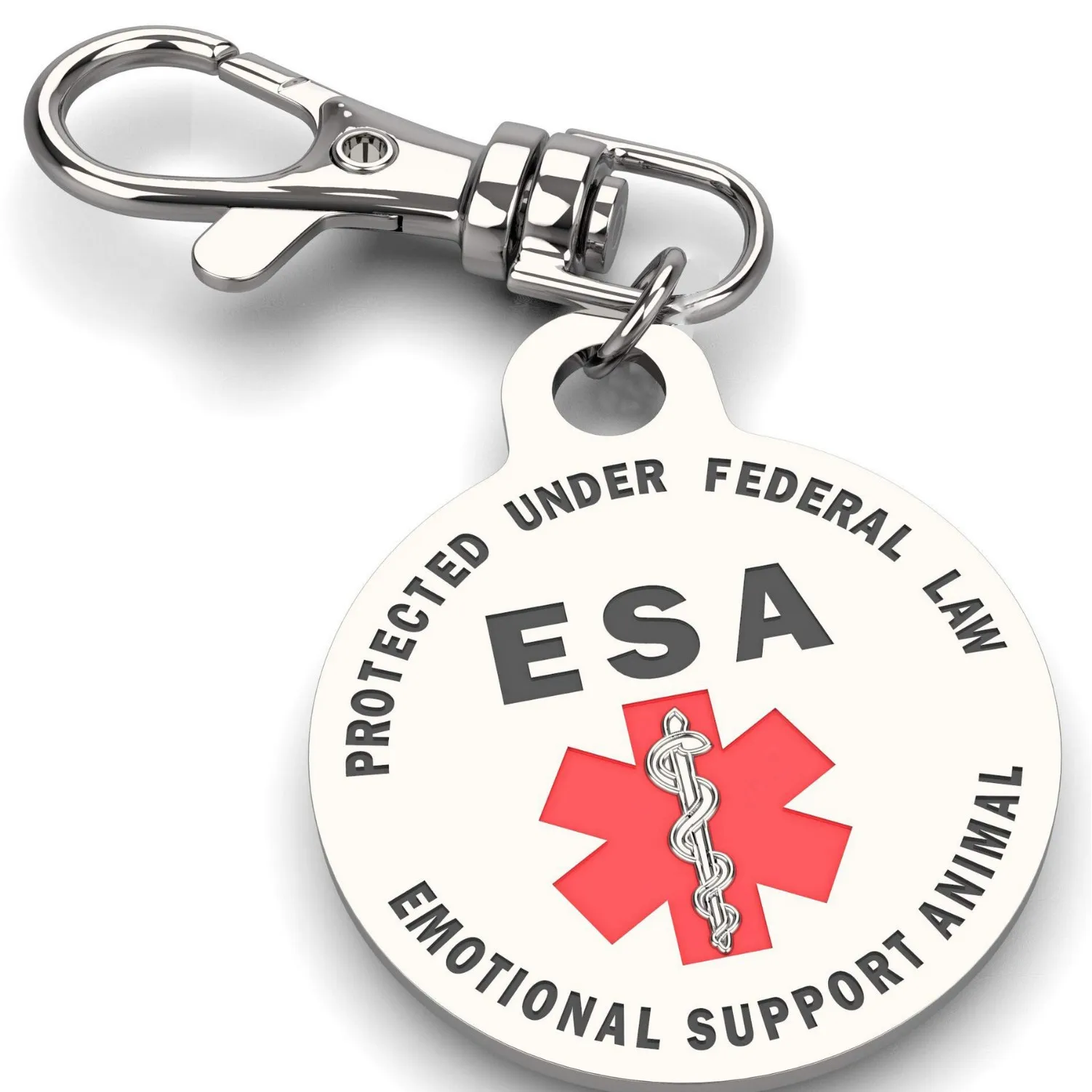 Double Snake Tag Medical Keychain Snake Staff Pendant SERVICE DOG Medical Logo Stainless Steel Keychain DIY Jewelry Gift