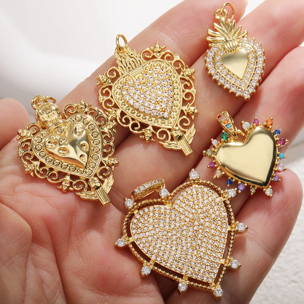 Diy Phone Charm Christmas Luxury Copper Gold-Plated Zircon Crown Heart Pendant Bag Charms Bracelet Necklace Jewelry Accessories