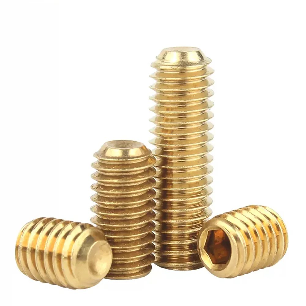 3 10 20 50Pcs DIN916 Brass Cup Point Hex Socket Grub Screws M2-M12 Shaft Retaining Precision Machine Locking Fastener RustResist