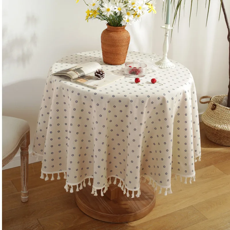 White Tassel Chrysanthemum Round Tablecloth 150 Nordic Simple Table Cloths Cover Towel Home Wedding Decor Round Table Maps