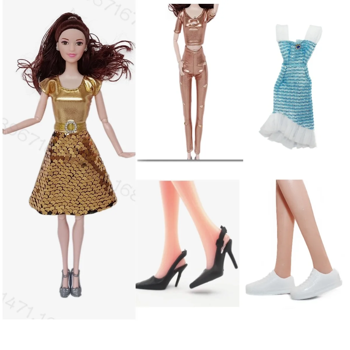 BJD Doll 11.5in 30cm with Outfits x3 sets and Shoes x 2 pairs - Movable Figure Model DIY Best Girl Gift Child Toys