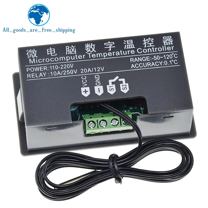 W3230 12V 24V AC110-220V Probe line 20A Digital Temperature Control LED Display Thermostat With Heat/Cooling Control Instrument