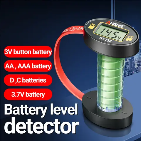 BT138 디지털 배터리 테스터 감지기 다기능 신속하게 배터리 AA/AAA/C/D/9V/1.5V 버튼 셀 측정 전기 도구