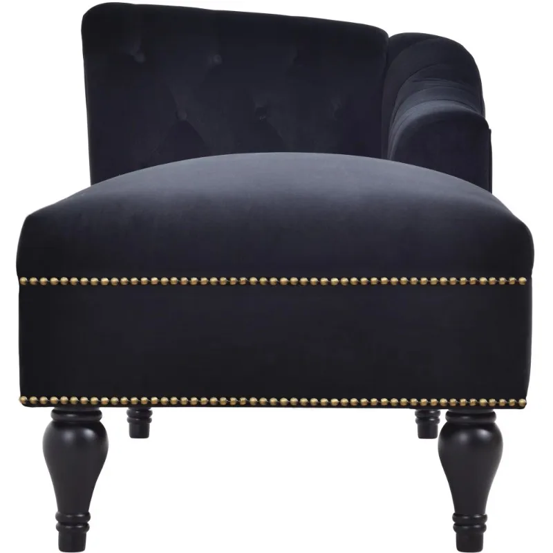 Velvet modern lounge chair, button tufted, right arm armchair, solid wood legs, sofa bed, bedroom use