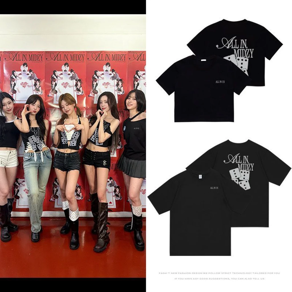 2026 Star Same T-shirt Crop TOP PHOTO Printe TShirt Kpop Shirt Pullovers Women Korean Style Summer Oversized POPUP Tshirt