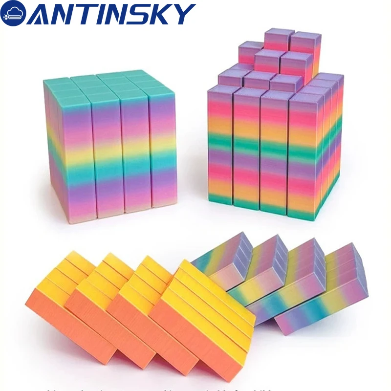 Cute Rainbow Gradient 3D Print 5cm Stackable Ornament Color Tumbling Tower Desktop Decor Stress Relief Small Tabletop Figurine