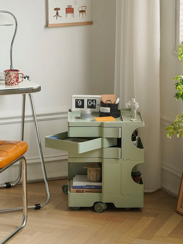 

Internet celebrity storage cabinet Living room furniture Nordic 360 rotating bedside table Wheeled mobile trolley