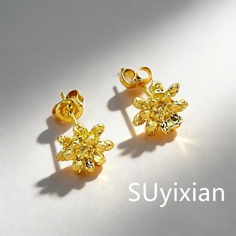 

Серьги-гвоздики из серебра 925 пробы с позолотой, модные, изящные, в форме цветка, подарок на день рождения, годовщину, свадьбу