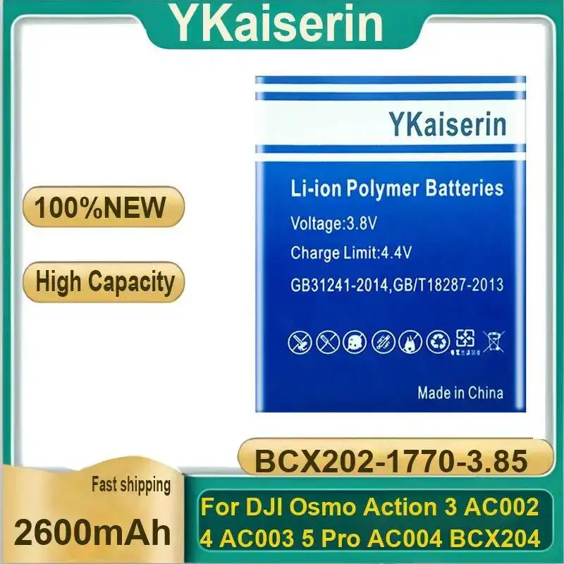 

2600mAh BCX202-1770-3.85 For Dji Osmo Action 3 AC002 4 AC003 5 Pro AC004 BCX204 Sports Camera Battery Reliable Replacement