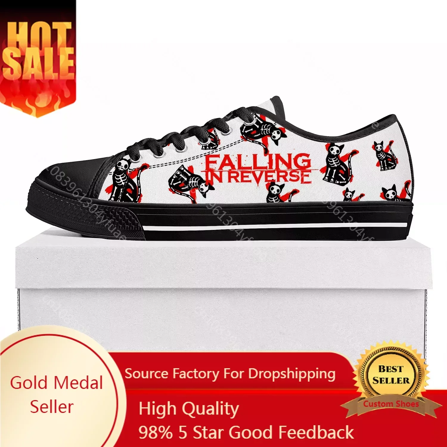 

Falling In Reverse Low Top Punk Rock Band High Quality Sneakers Mens Womens Teenager Custom Shoe Couple Canvas Sneaker Shoes