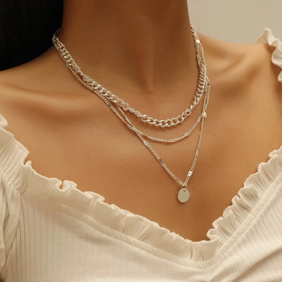 LATS Vintage Necklace Silver Color Chain Women's Jewelry Accessories for Girls Clothing Aesthetic 2022 Fashion Pendant Gifts