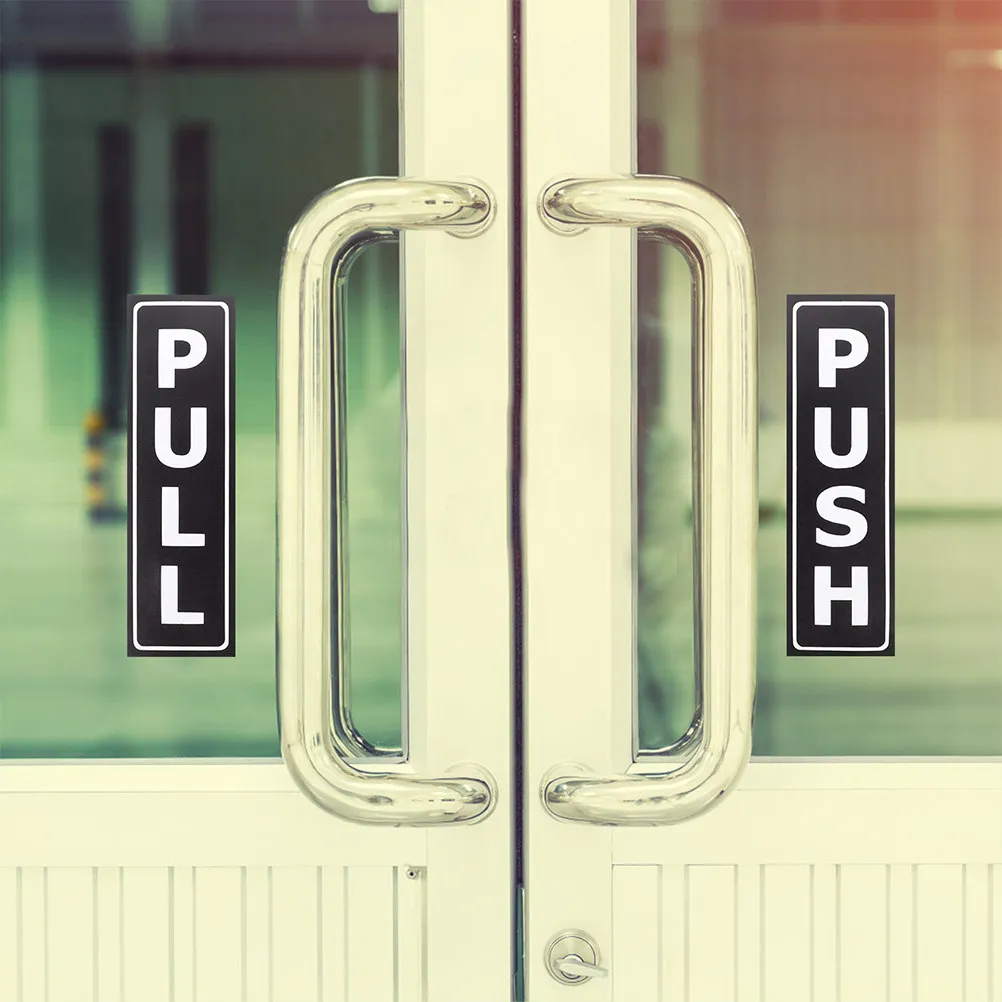 8Pcs Pull Push Door Stickers PVC Adhesive Durable Push Pull Signs for Office Restaurant Toilet Door Reminders Decals