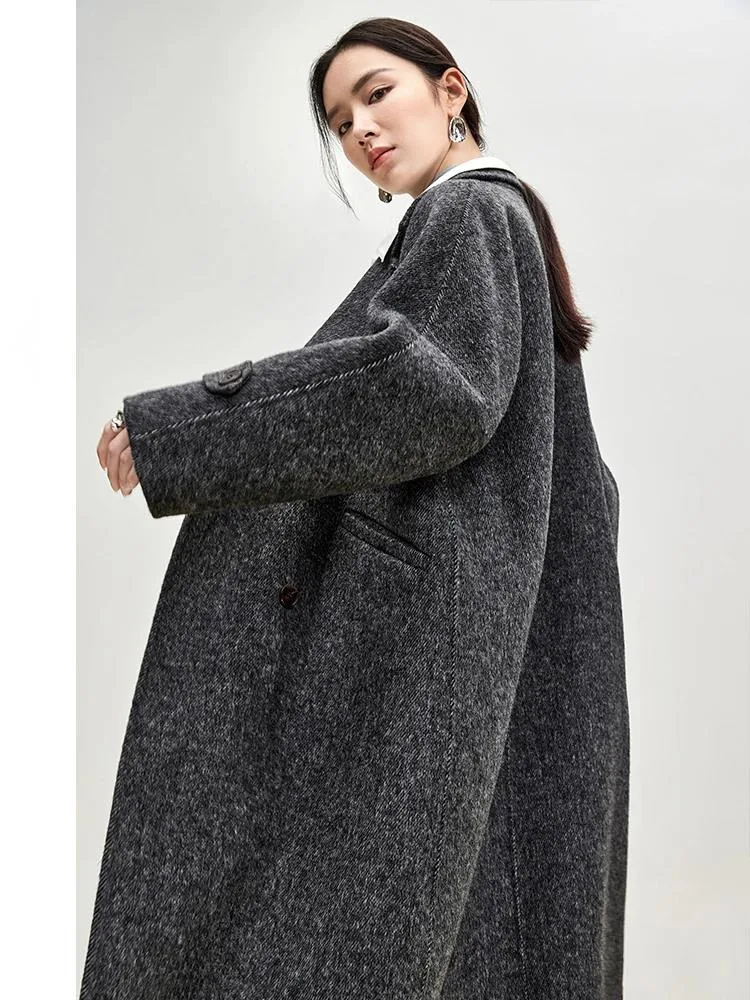 UMI MAO Long Woolen Coats For Women Outerwear  Winter Luxury Warm Straight Double Breasted High Quality Overcoat