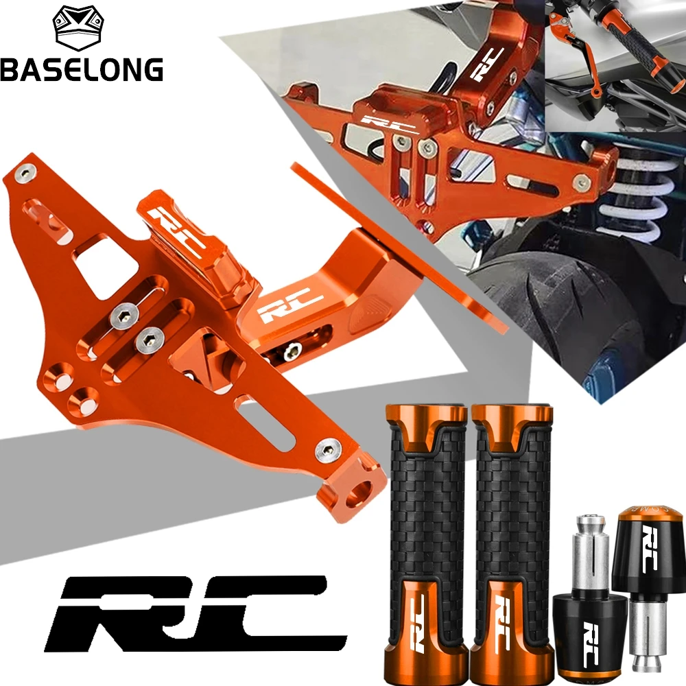 

For KTM RC8 RC8R 1190 RC8-R RC125 RC200 RC250 RC390 2008-2025 2024 Motorcycle license plate bracket holder handlebar grips ends