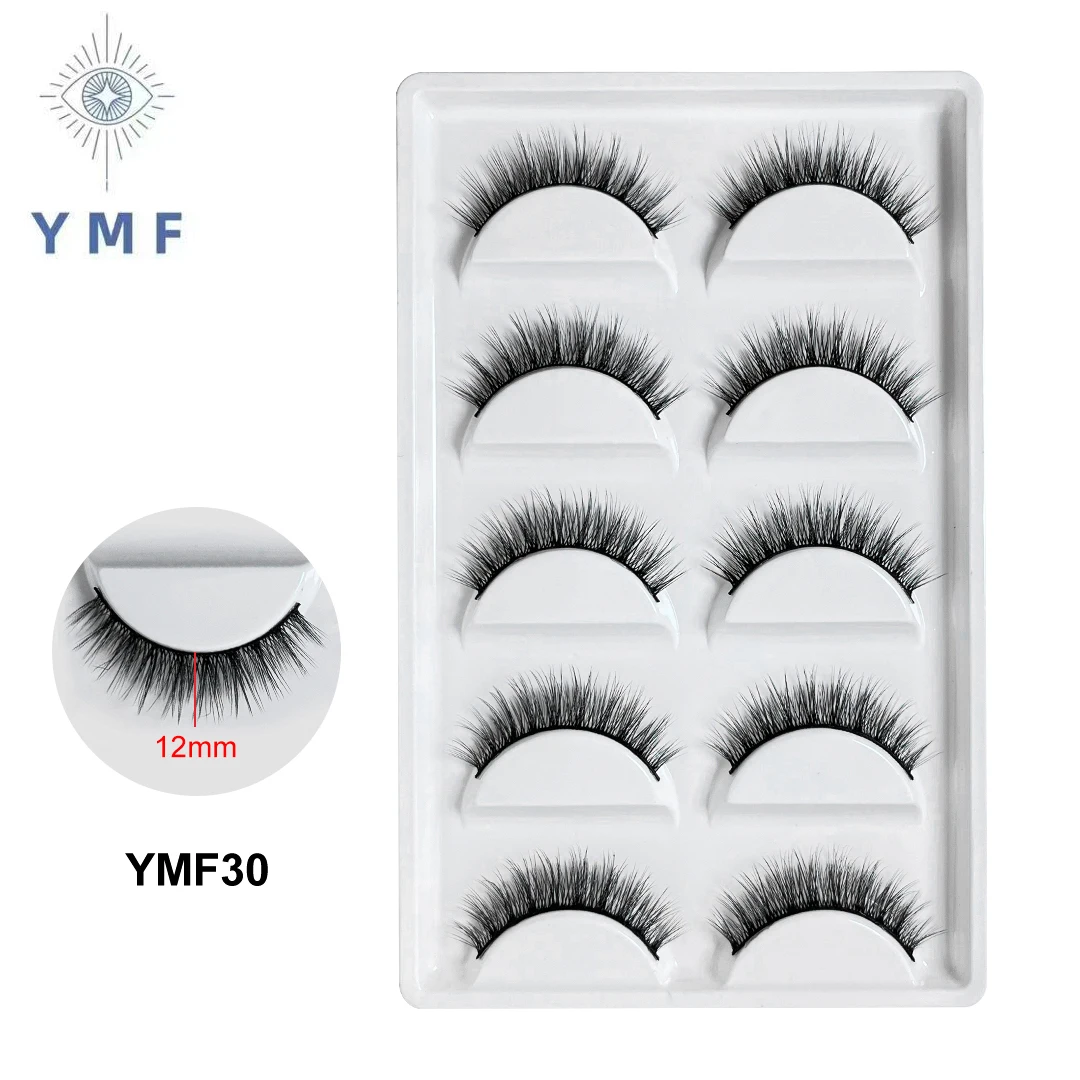 5 Pairs Hot Sale Natural Long 6D Fiber Lashes Soft Short Faux Cils Handmade Fake Lashes Makeup Tool Eyelash Extension maquiagem