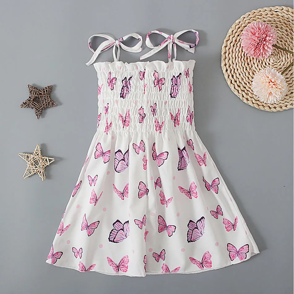 Girls Sling Casual Dresses Playful Multiple Styles Print with Dinosaurs Panda and Flower Comfortable and Adorable Summer Outfit