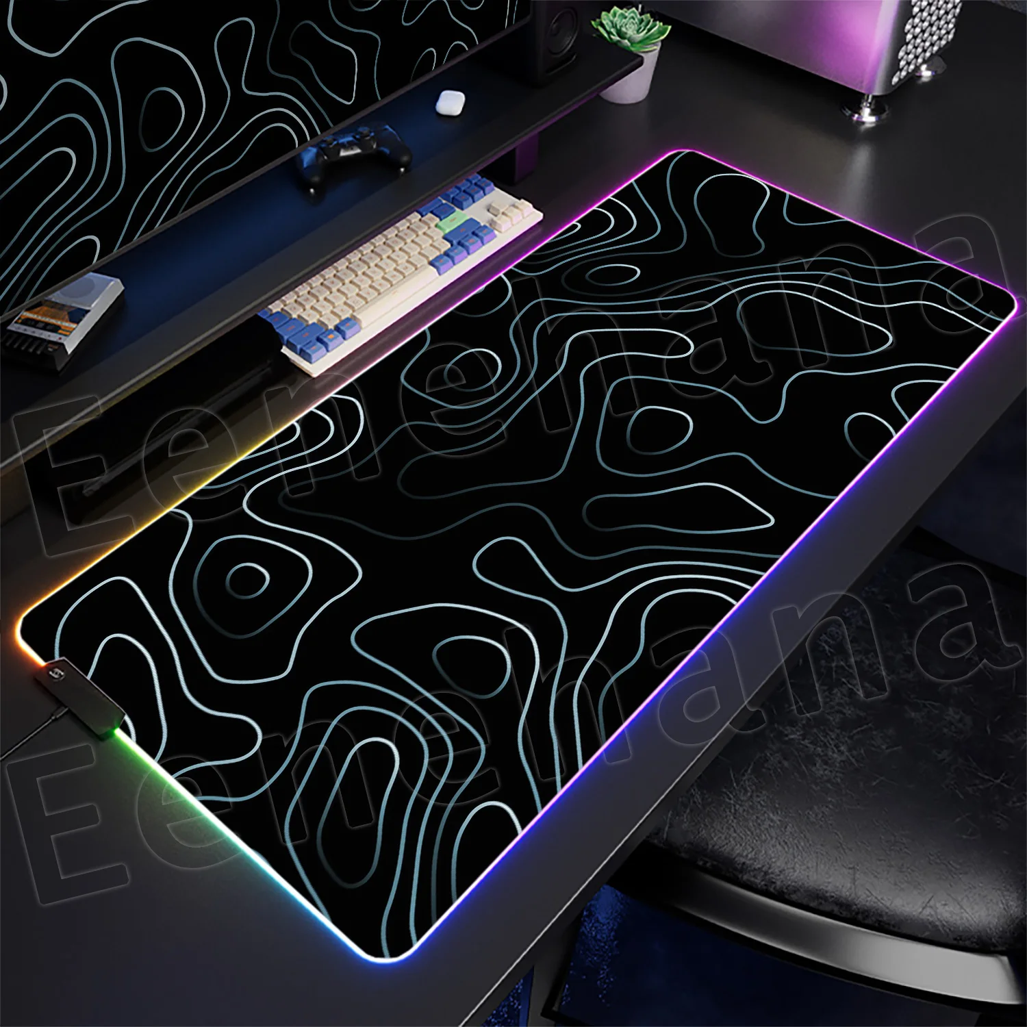 

RGB люминесцентный игровой коврик для мыши, клавиатура, настольный коврик, коврик для мыши, XXL, градиент, синий, жидкий, светодиодная подсветка, коврик для мыши
