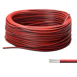 2Pin Conductive Wire Extension Cable Cord 10M 50M 100M 22AWG Red Black 2 Wire Stranded 12V Tinned Copper For Led Strips Light