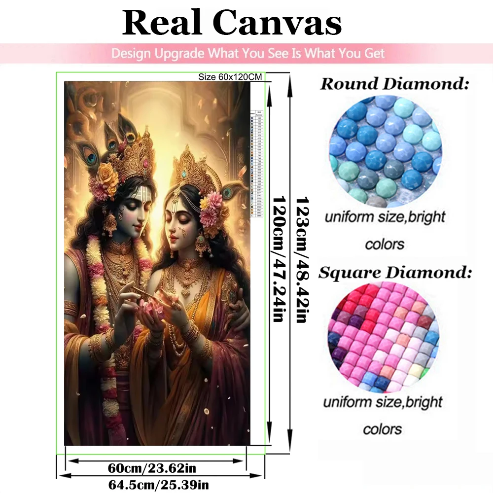 インドのロードラダクリシュナ,カップルのためのダイヤモンド絵 - Resin Art Radha Krishna のレビューと価格