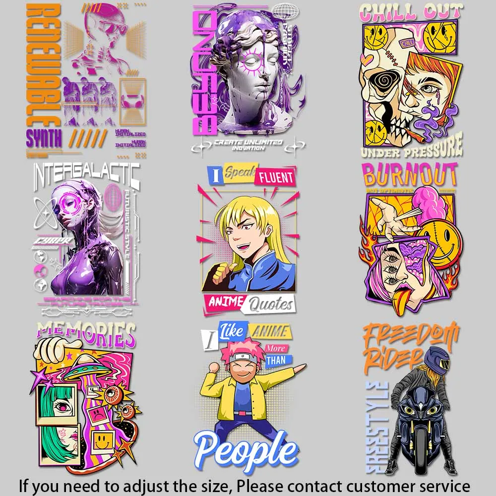 Creative Visual Design Trendy Sculpture Art Cyberpunk Design Iron-on Transfers for Clothing Strong color fastness DIY Craft