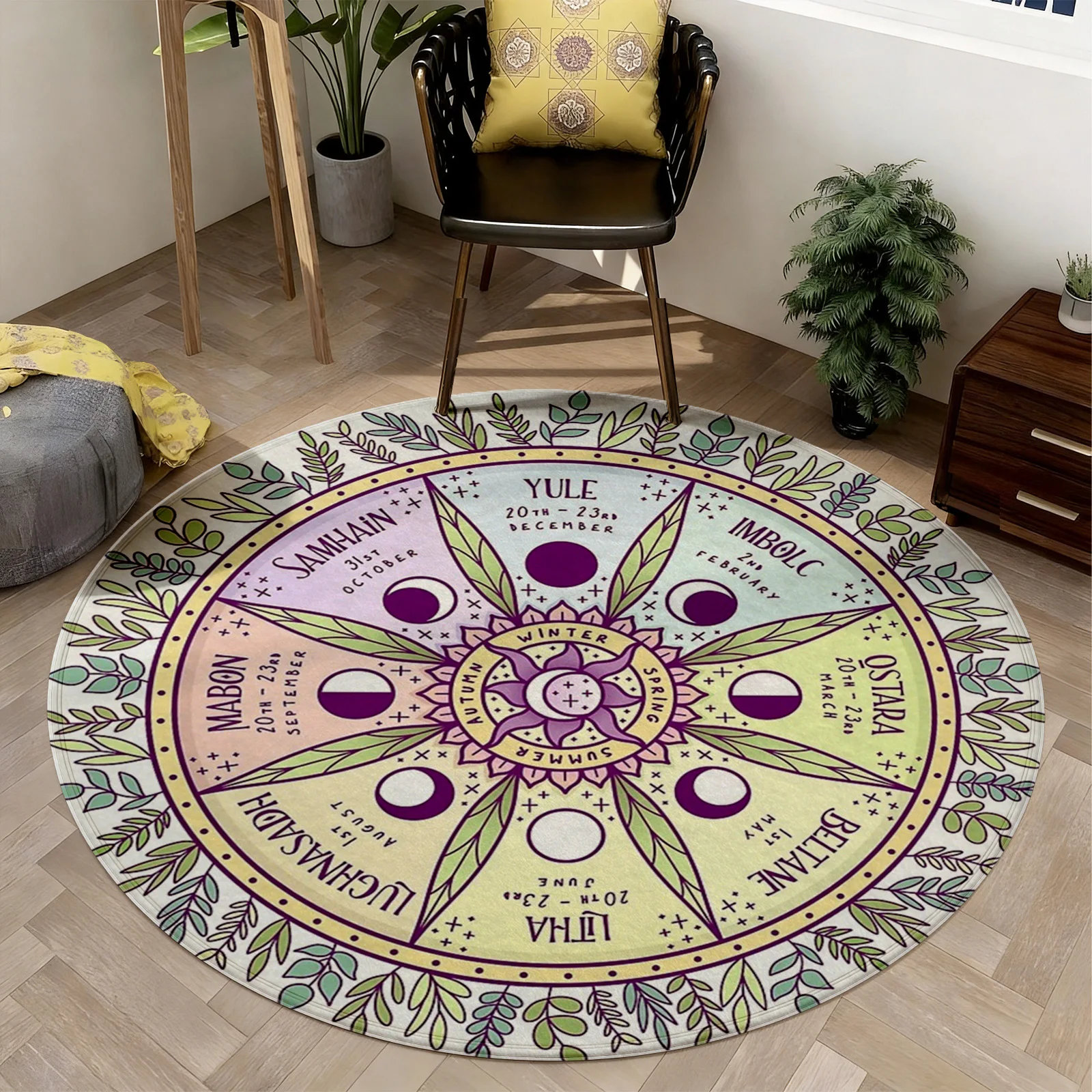 Bohemian Zodiac Astrology Round Area Rug Mat Celestial Constellation Floor Carpet Boho Nursery Kids Bedroom Living Room Decor Gi