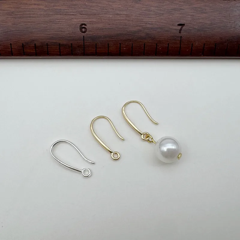 1Pair Solid 925 Sterling Silver Earring Hooks 15mm Handmade Semi-Finished Open Hoop Base DIY Accessories Making Ear Hook - view 3