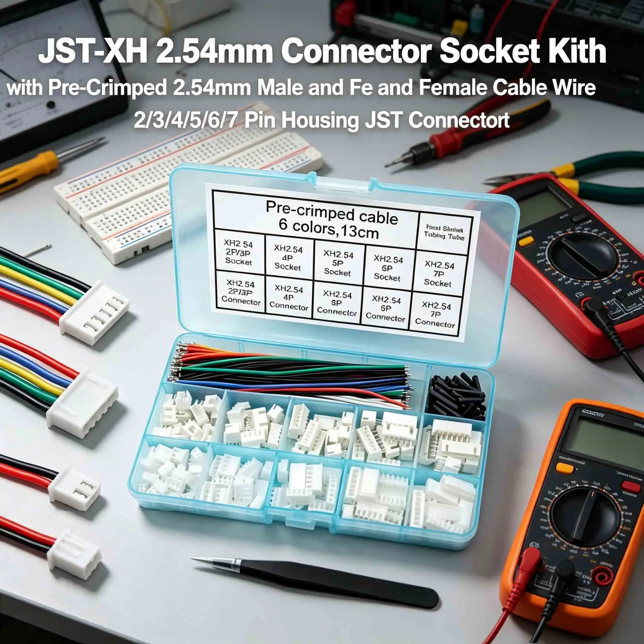 kit-de-conectores-pre-crimpados-jst-xh-254mm-pitch-2-7-pinos-–-cabos-macho-femea-para-arduino-pcb-led-impressora-3d