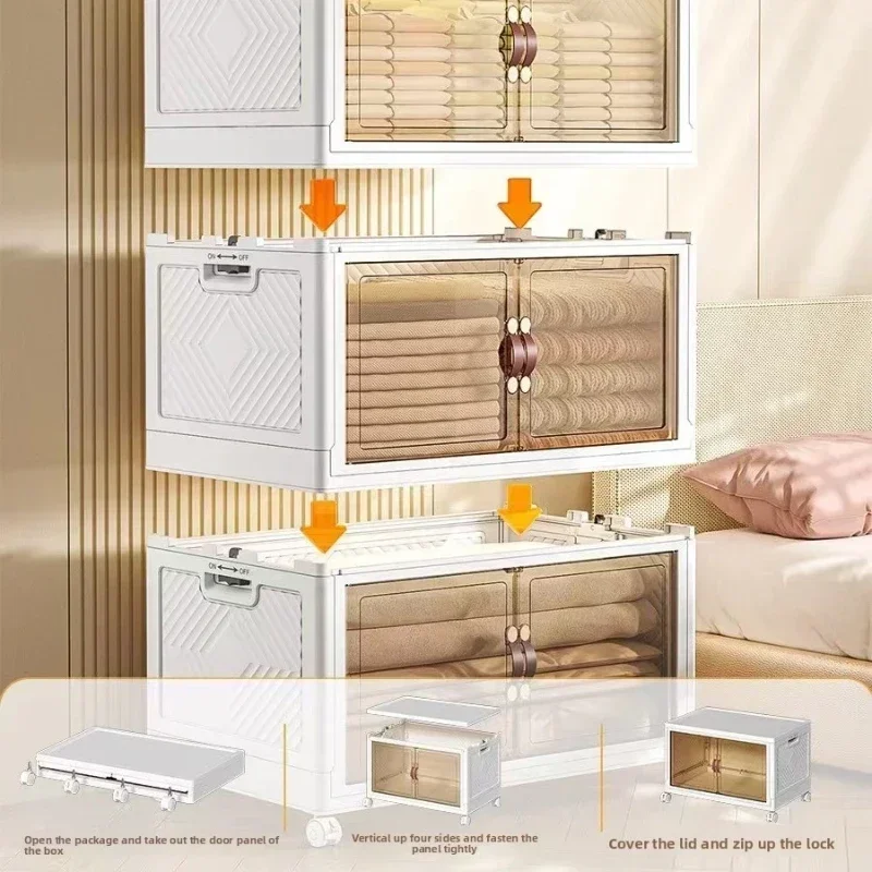 Factory Double Door Folding Storage Cabinet Large Capacity Household Locker