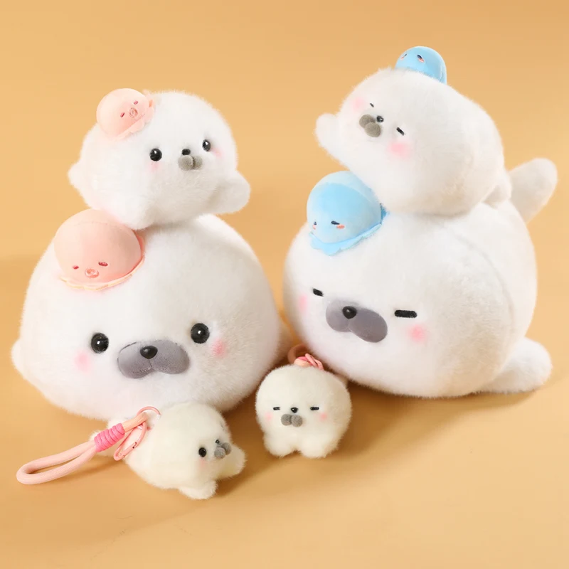 15-45cm Cute Chubby Seal Dolls Throw Pillow Soft Stuffed Animals Round Bubble Seals Plush Toys for Girls Kids Gifts Home Decor