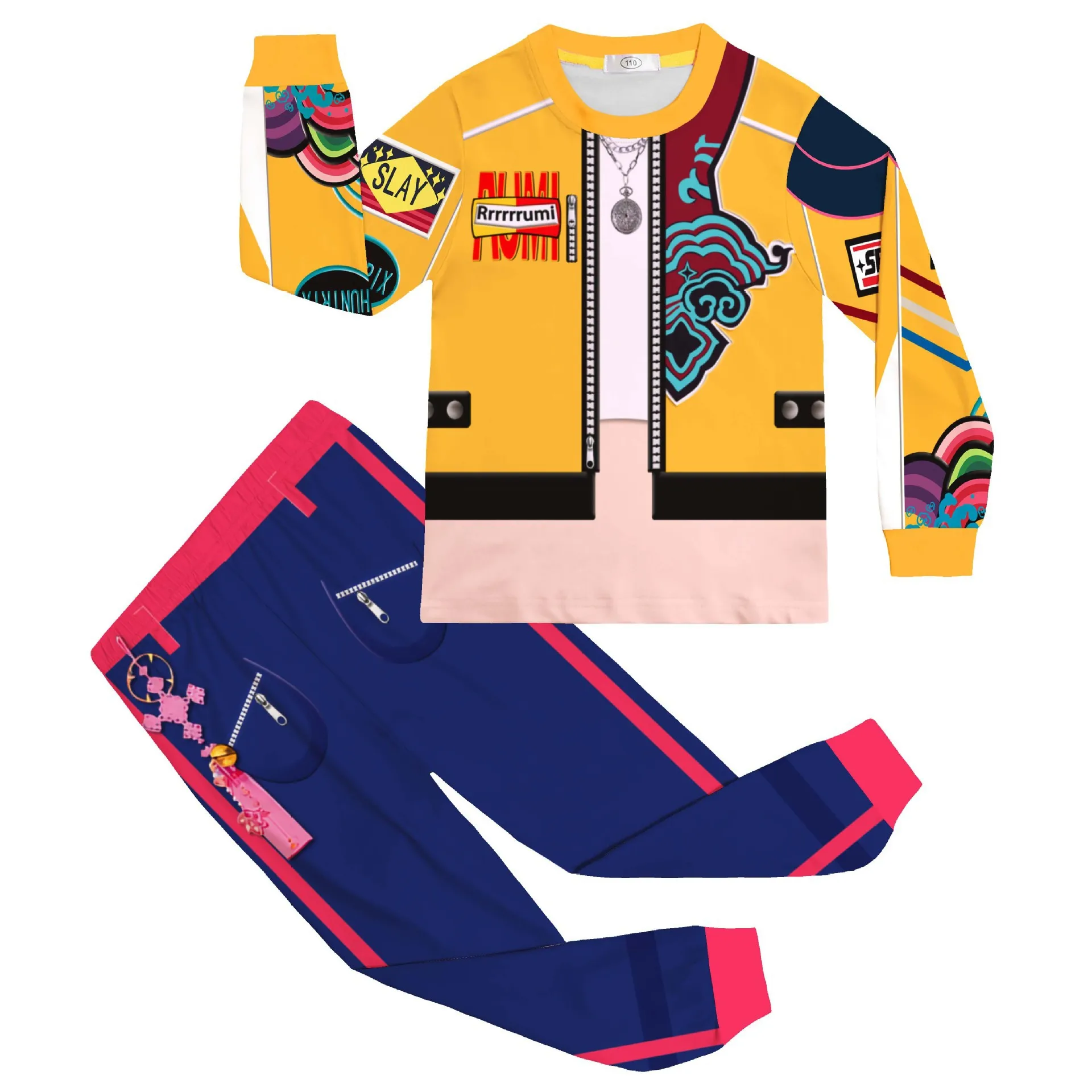 

New Kpop Demon Hunters Kids Halloween costume Pajama Clothes Set Boys Daily Nightgowns Girls Long Sleeve T Shirt+Pants