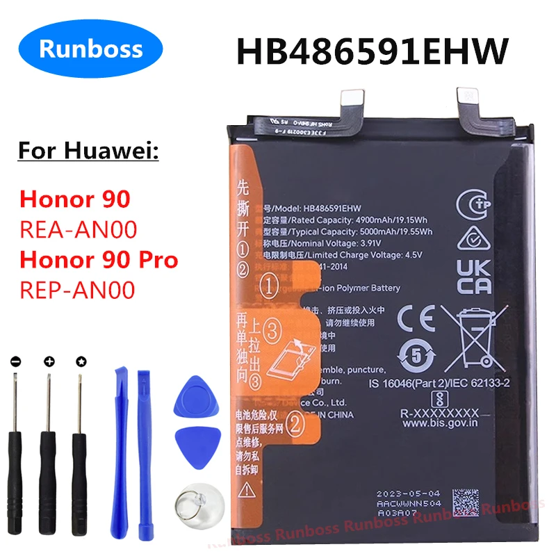 New High Quality HB486591EHW 5000mAh Battery For Huawei Honor 90 REA-AN00,Honor90 Pro REP-AN00 Original Replacement Mobile Phone