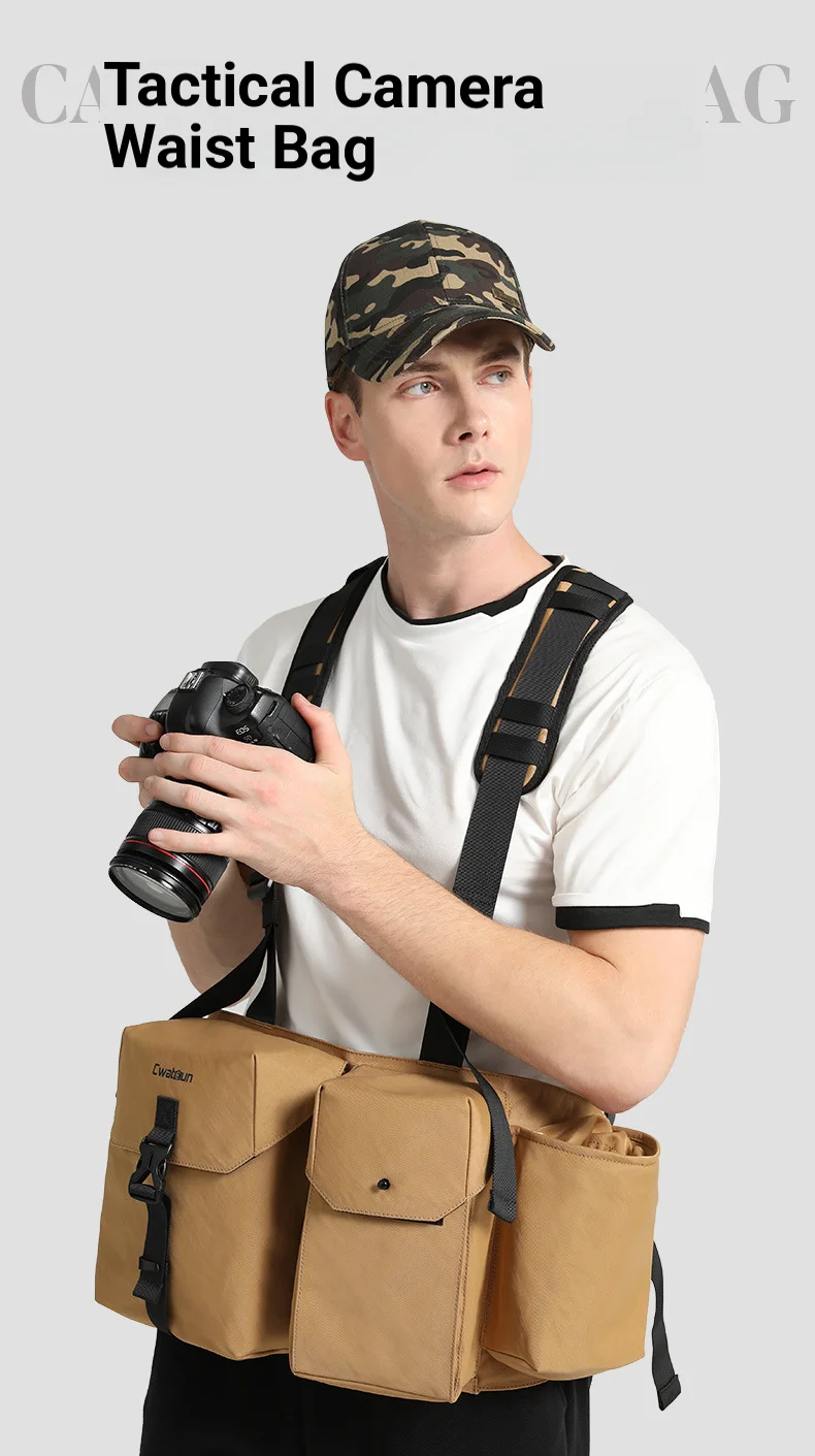 Multifunctional camera bag  for mirrorless and DSLR; tactical camera waist bag; quick-release photography belt; quick-release
