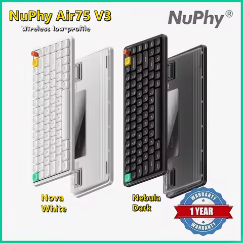 NuPhy Air75 V3 Hot Swappable Wireless Mechanical Keyboard 84 Keys 75% Custom Low Profile Keyboard with Knob RGB Gasket Mounted