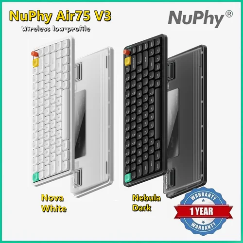NuPhy Air75 V3 Teclado mecánico inalámbrico intercambiable en caliente 84 teclas 75% Teclado de perfil bajo personalizado con perilla RGB montado en junta