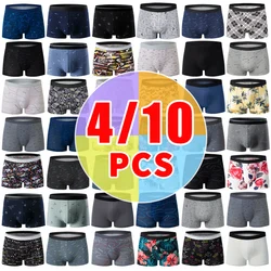 4 /10 Pack Europe Plus Size Men's Fashion Sexy Underwear Breathable Plus Size Joker Boxer Pants For Teenagers Elastic Waist Pant