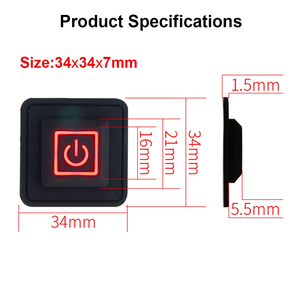 3.7-12V uniwersalny przełącznik silikonowy guzik podgrzewana kamizelka spodnie rękawice Electirc przycisk zasilania regulatora temperatury odzieży